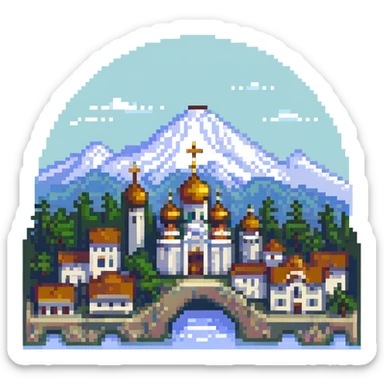 illustration of Nalchik city in pixel art style sticker