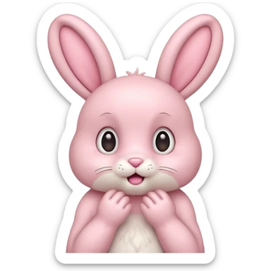Pastel pink bunny, kawaii fluffy ears and body pretending to be shocked  sticker