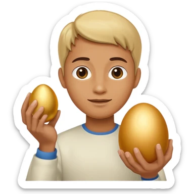 Possessively holding a golden egg sticker