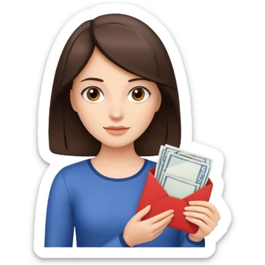 brunette woman holding several pieces of mail sticker