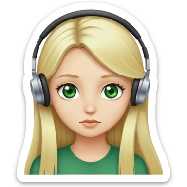Long blonde hair girl with green eyes listening to rock n roll  sticker