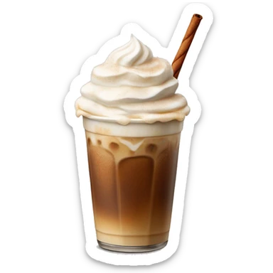 iced coffee with whipped cream and cinnamon sugar on top sticker