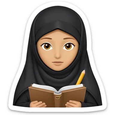 muslim niqabi writing in notebook sticker