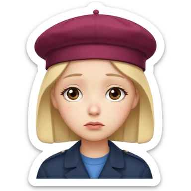this exact face 😭 with a beret sticker