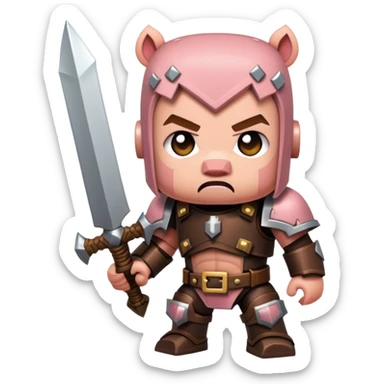 angry Minecraft baby Piglin in leather armor sticker