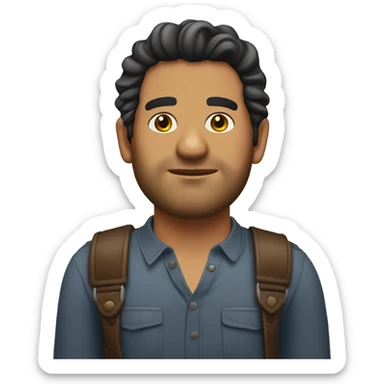 hombre moreno de poco pelo, gordito , aspecto colombiano, sin barba sticker