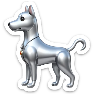 Robots Dog Bot – Mechanical dog with metal body, wagging tail sticker