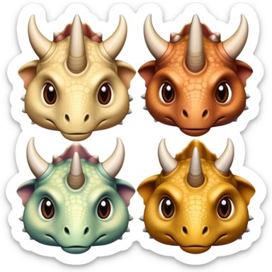faces of different triceratops sticker
