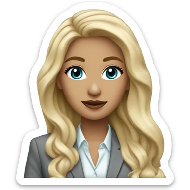 Blonde long hair Tiffany diamond seller in a grey suit sticker