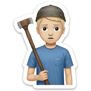 13 y/o Brian robeson at the beginning of Hatchet
distressed, has hatchet sticker