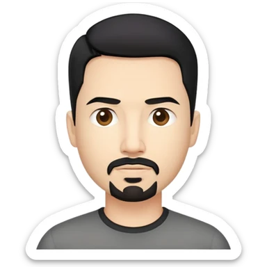 "- Nam
- 40 tuổi
- Da trắng
- Tóc ngắn
- Mặt bình thường
- Râu quai nón, tóc đen chia ngôi sticker