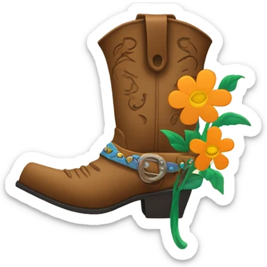 Cowboy boot with flowers growing out of it sticker