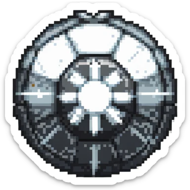 Black digital bomb with shuriken or ninja star fuse at the top, round black bomb body with silver/gray accents, pixel art style sticker