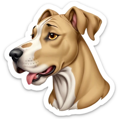 Cinematic Cute Yawning Fawn Great Dane Portrait Emoji, Head tilted slightly with a dramatic, wide-open yawn, revealing a smooth fawn coat with a refined texture, floppy ears slightly drooping, round amber eyes barely open in drowsy contentment, Simplified yet irresistibly adorable features, highly detailed, glowing with a soft, cozy glow, high shine, relaxed yet expressive, stylized with a touch of whimsy, bright and endearing, soft glowing outline, capturing the essence of a sleepy yet affectionate guardian, so drowsy it feels like it could stretch out of the screen and curl up for a nap! sticker