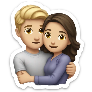 White boy and brunette girl cuddling  sticker