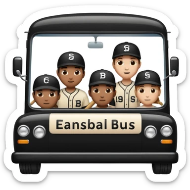 autobus de equipo llevando a egnte de basebal  y un chofer sticker