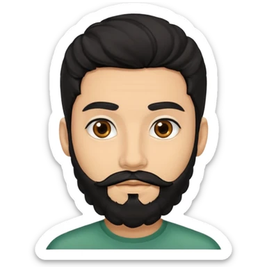 young lightskin Pakistani man with black beard wavy hair and almond shaped brown eyes and thick eyebrows sticker