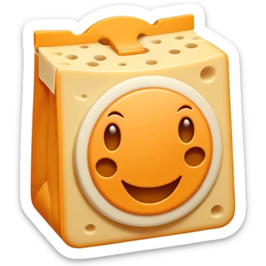Emoji minimalista de una bolsa naranja de Cheese Tris estilo caricatura, con algunos palitos de queso visibles y líneas simples tipo emoji sticker
