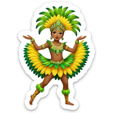 bailarina de samba de brasil cuerpo entero bailando quiero que lleve colores amarillos y verdes  sticker