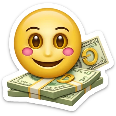 emoji haciendo un guiño con un ojo y sosteniendo dinero sticker