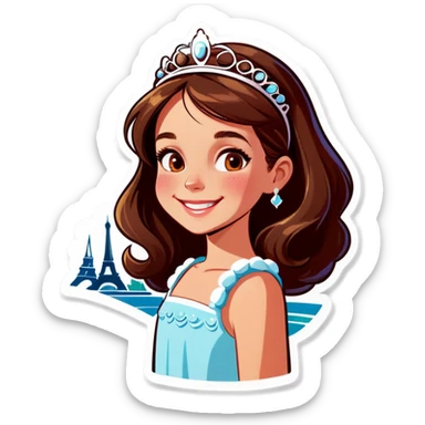 smiling girl with tiara outdoors in Paris  sticker