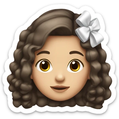 a cute lite brunette girl with hair clips and white small bows sticker