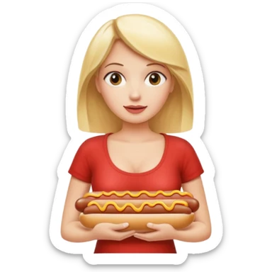 Naked blonde woman with hotdog in tits sticker