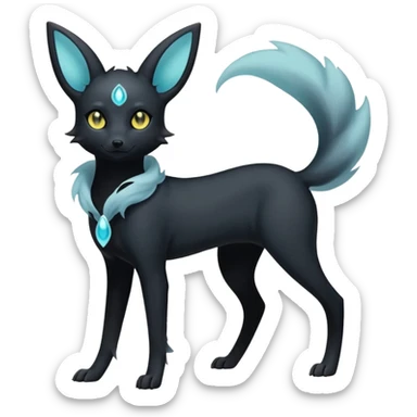 Shadowy Matte-Black Mysterious Wispy-Aura Fog-Veiled Elegant Umbreon-Fionbri-fusion-creature (full body) sticker