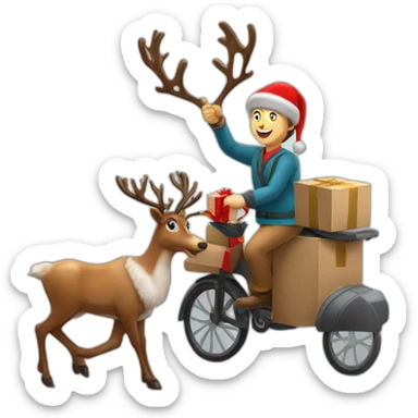 Ozon couriers on reindeer deliver orders on New Year's Eve sticker