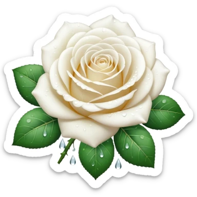 Realistic, white rose bouquet , with dew drops, high definition sticker