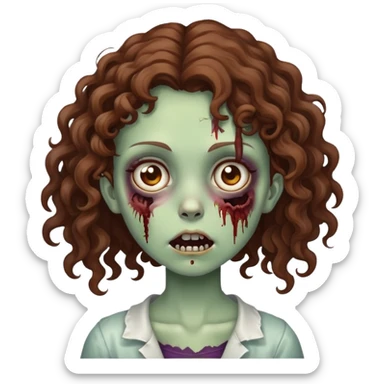 Girl zombie with brown curly hair
 sticker