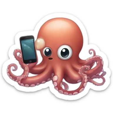 Octopus talking with smartphone sticker