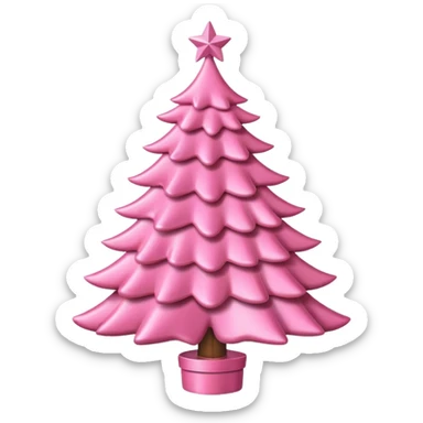 pink christmas tree with pink bow and pink ornaments sticker