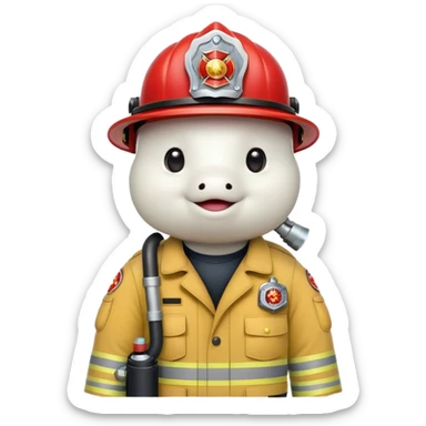 Beluga sturgeon as a fire fighter supporting union rights sticker
