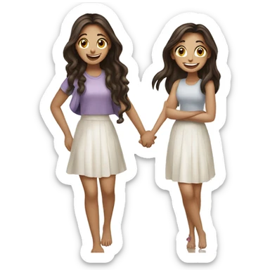 Two girl best friends brunette happy  sticker