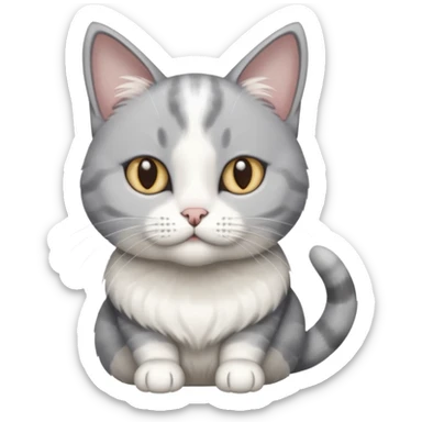 disabled grey and white cat in pet mobility aide sticker