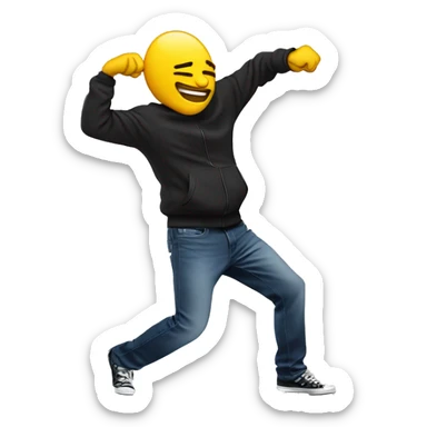 emoji dabbing (dance move with one arm bent in front of the face and the other sticking out) sticker