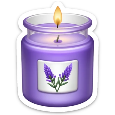 Lavender candle – purple wax in frosted glass jar with lavender flower inside sticker