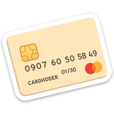 Make this bank card light beige in color, keep the same angle and style as the original. The style is emoji style with a transparent background. Preserve the original composition and details while changing the color to light beige. sticker