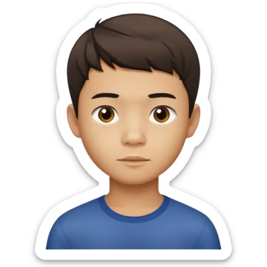 Fait un garçon vietnamien avec une coupe texture crop avec les yeux un peut brider sticker