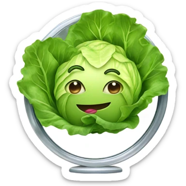 lettuce with happy face looking in mirror sticker