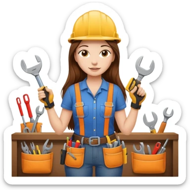 beautiful girl with long brown hair constructing new lounge room sticker