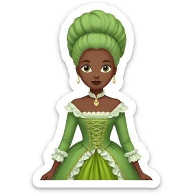 marie Antoinette fashion dark skinned woman green clothe sticker