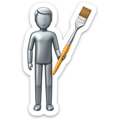 A paintbrush that transforms into a human silhouette, symbol of artistic identity sticker