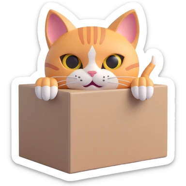 a cat hiding with just its ears poking out from behind an object, the rest concealed sticker