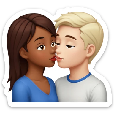 Kiss marron skin girl and White skin boy  sticker