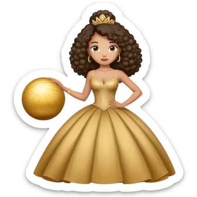 Biracial women in gold ball gown sticker