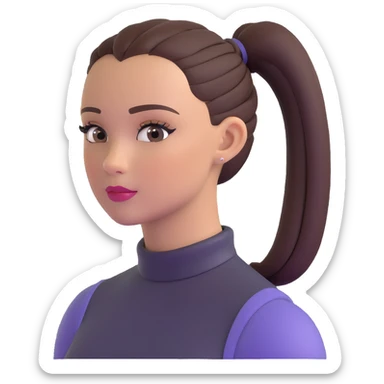 clean girl with smooth skin, subtle makeup, hair in a sleek ponytail sticker