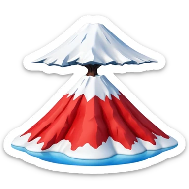 Create a 3D Mount Fuji with red color. There must be no clouds on top. sticker