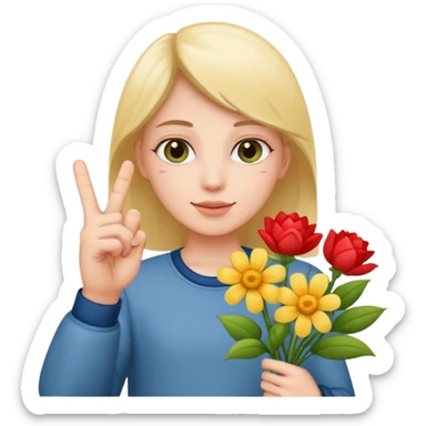 💐 and middle fingers  sticker